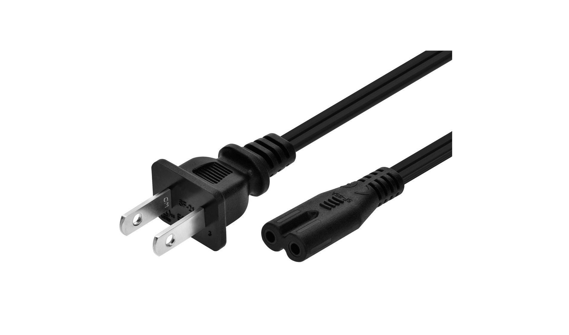 Monoprice Power Cord - 6 Feet - Black | Non-Polarized NEMA 1-15P to Non-Polarized IEC 60320 C7, 18AWG, 10A/1250W, 125V