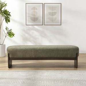 Christopher Knight Home Arabella 64" Modern Rubberwood Upholstered Loop Yarn Ottoman - 1 of 4