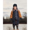 Deux par Deux Boy Baby Printed Mid-Season One-Piece Outerwear with Hat Beige Animals on Black Background - 2 of 4