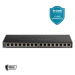 D-Link 16-Port Gigabit Unmanaged Switch, Plug and Play, Slim Metal Compact Desktop (DGS-1016S) - 1 of 4