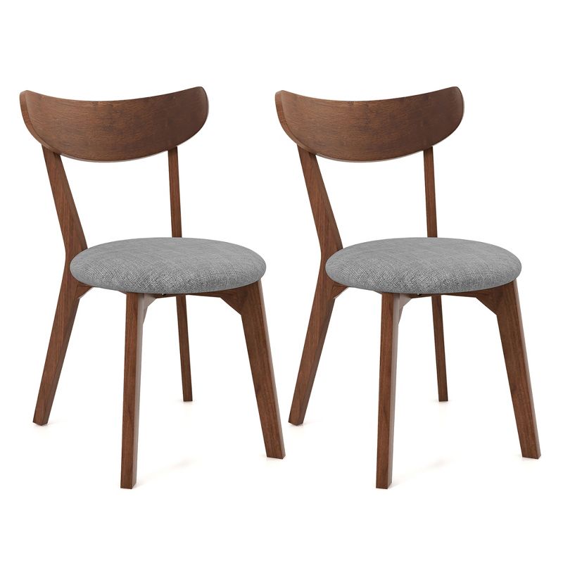 Set of 2 Dining Chair Upholstered Curved Back Side Chair with Solid Wooden Legs, 1 of 11