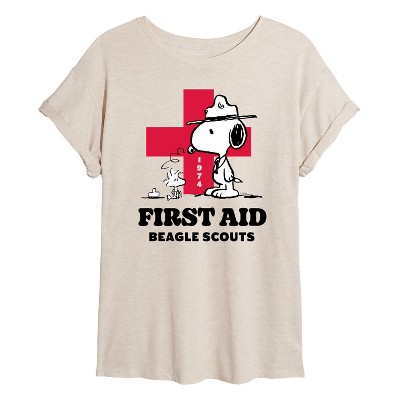 Women's - Peanuts - First Aid Beagle Scouts Oversized Graphic T-Shirt