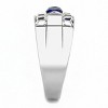 Slickblue Men's Polished Stainless Steel Ring, Synthetic Glass Center Montana with Clear Accent, Round Style, Sizes 9-13 - 4 of 4