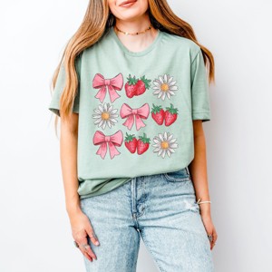Simply Sage Market Coquette Strawberry Floral Short Sleeve Tee - 1 of 4