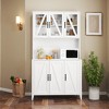KTMBDW Kitchen Pantry Storage Cabinet, Modern Buffet Cabinet, Tall Kitchen Hutch with Microwave Stand, Wine Rack for Dining Room, White - 4 of 4