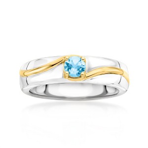 Ross-Simons 0.30 Carat Swiss Blue Topaz Ring in Sterling Silver and 18kt Gold Over Sterling - 1 of 4