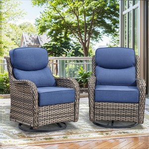 Buenhomino Luxury Outdoor Swivel Rocker Patio Chair with 6-Inch Thick Cushion, High Back Wicker Patio Rocking Glider, Ideal for Porch, Deck - 1 of 4