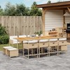 vidaXL Patio Dining Set with Cushions Table and Chairs Outdoor Poly Rattan - Beige Wood 12-Piece - 2 of 4