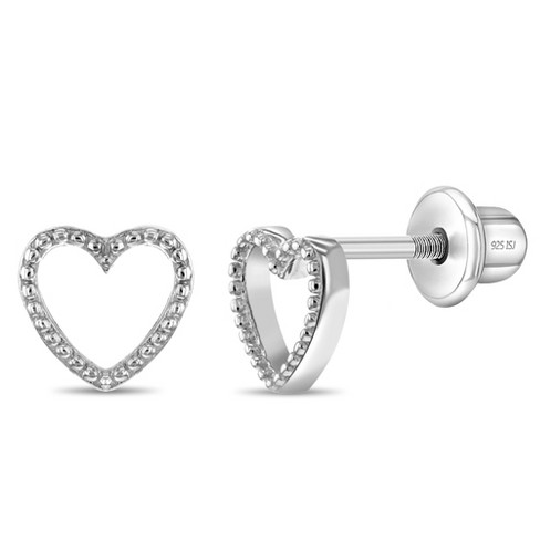 Girls' Polished Number Initial Screw Back Sterling Silver Earrings - In  Season Jewelry : Target