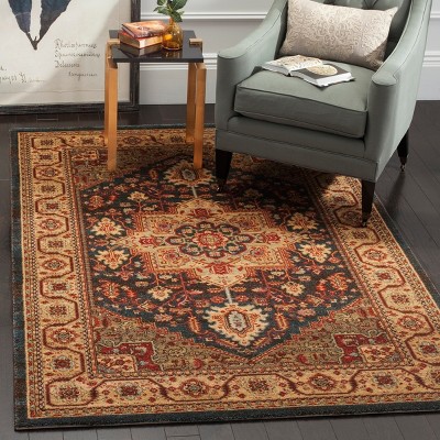Hand-knotted Red Synthetic Rectangular Area Rug