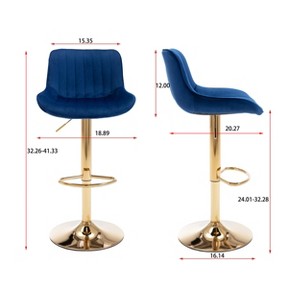 NicBex Fashion Bar Stools Set of 2 Adjustable Velvet Swivel Counter Stool with Back and Golden Footrest for Island, Kitchen, Dining Room - 1 of 4