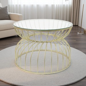 27.5" Metal & Glass Round Coffee Table - 1 of 4