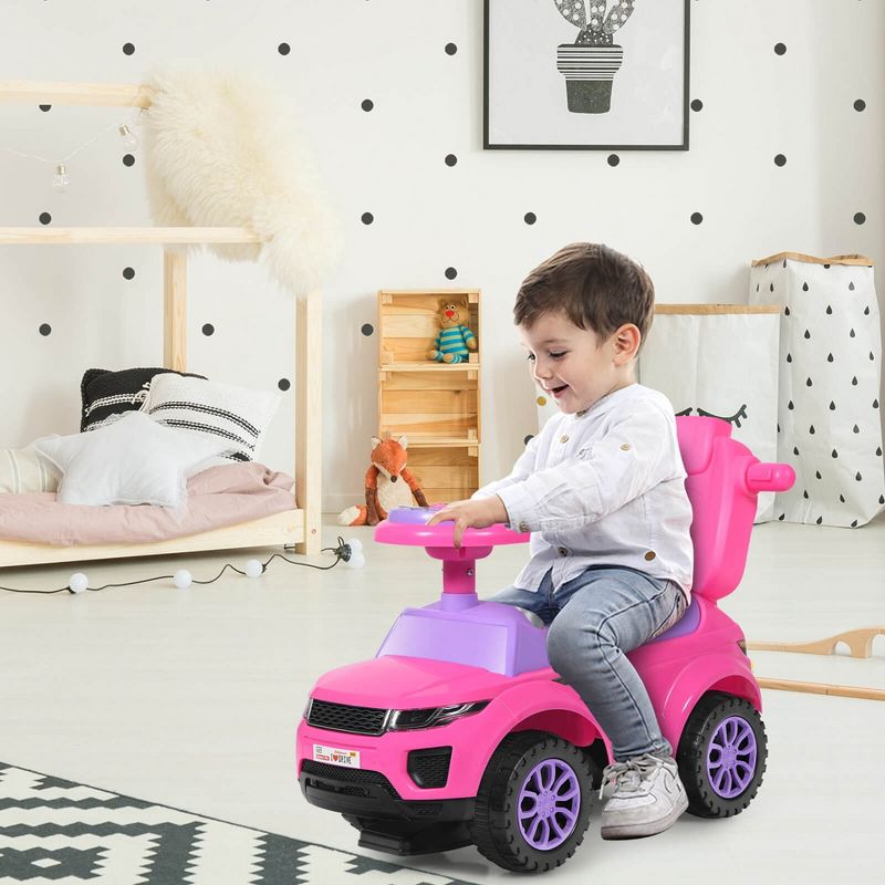 Costway 3 in 1 Ride on Push Car Toddler Stroller Sliding Car w/Music White\Black\Blue\Pink\Red, 5 of 11