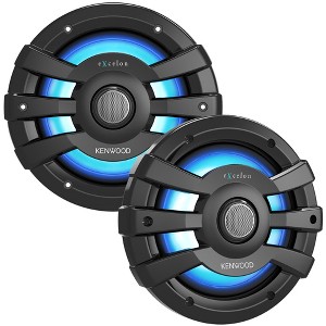 Kenwood XM77BL 7.7" 2-Way Black Coaxial Speakers Marine/Powersports for 6-7/32" Diameter Mounting Hole, 21-Color Front & Back RGB Illumination - 1 of 3