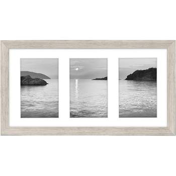 Americanflat 8x16 Collage Picture Frame in Driftwood - Display Three 4x6 Inch Photos with Mat And 8x16 Without Mat - Family Collage Picture Frame