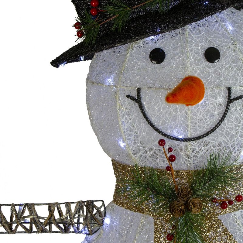 Northlight 72" White and Black LED Lighted Snowman with Top Hat Christmas Outdoor Decoration, 3 of 6