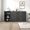 31"x62"x16" Wood Grain Buffet Cabinet in Black, Storage Organizer with Adjustable Shelves and Rattan Doors for Kitchen Bedroom Living/Dinning Room - 2 of 4