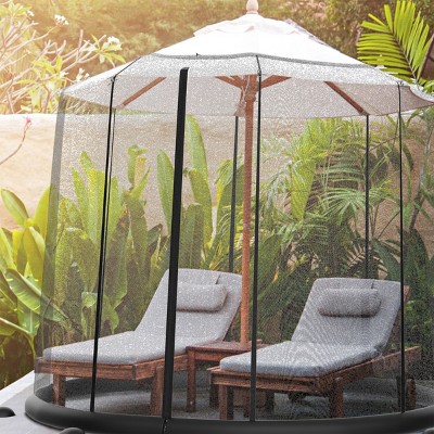 Nature Spring 9' Black Mesh Patio Umbrella Bug Net Enclosure