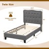 Infans Twin Size Bed Frame w/ 46" Tall Button Tufted Headboard Wooden Slats Support - 2 of 4