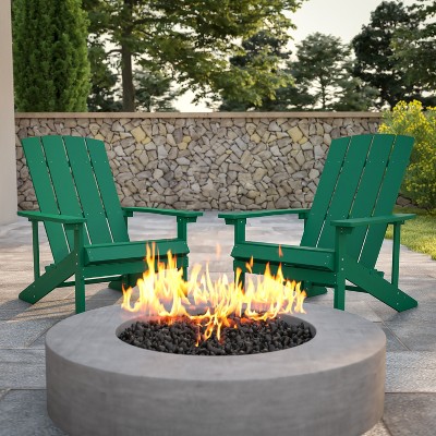 Coastal Breeze Green Poly Resin Adirondack Chair Set