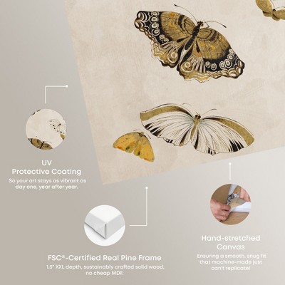 Golden Butterflies Beige and Black Canvas Wall Art, 16" x 20"