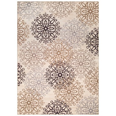 Modern Floral Medallion Washable Non-Slip Indoor Area Rug by Blue Nile Mills