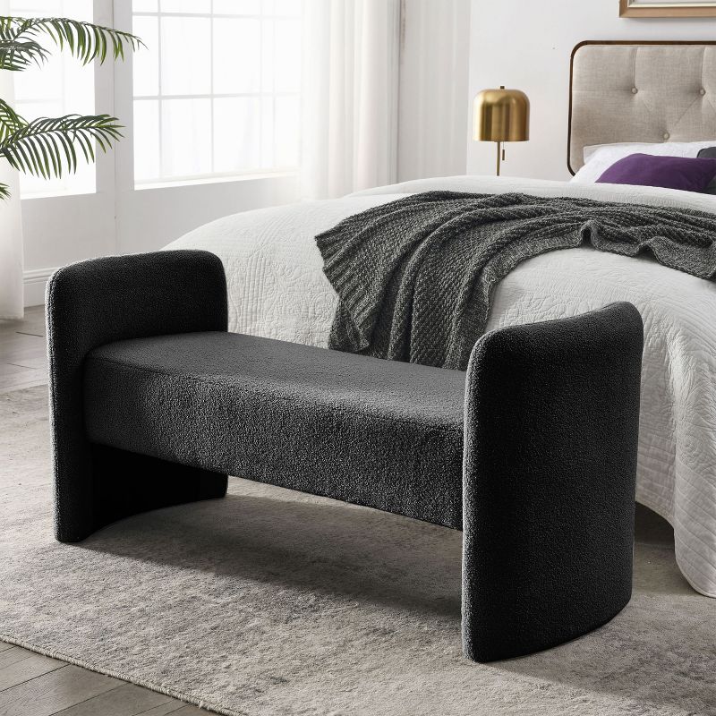 Donna 52" Large Storage Ottoman Upholstered Teddy Bench With Solid wood legs-Maison Boucle, 2 of 8