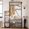 Nasitip Industrial Entryway Hall Tree with Bench - Parent-Child Coat Rack & Shoe Storage Organizer with Hooks, Top Shelf for Home & Office - 3 of 4