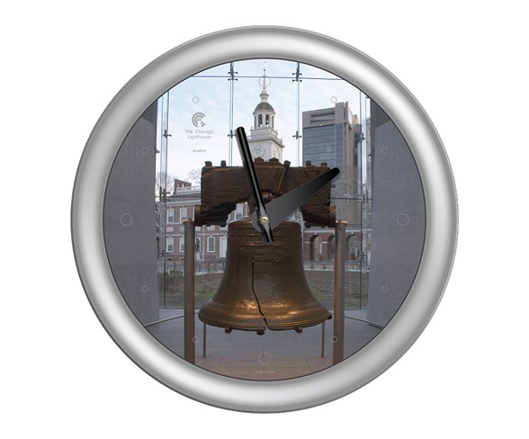Chicago Lighthouse 14"x14" Philadelphia Liberty Bell Designer Frame Decorative Wall Clocks Silver