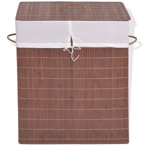 vidaXL Bamboo Laundry Bin Rectangular Brown - 1 of 4
