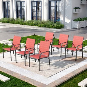 Captiva Designs Outdoor Patio Sling Fixed Dining Chairs with Black Steel Frame - 1 of 4