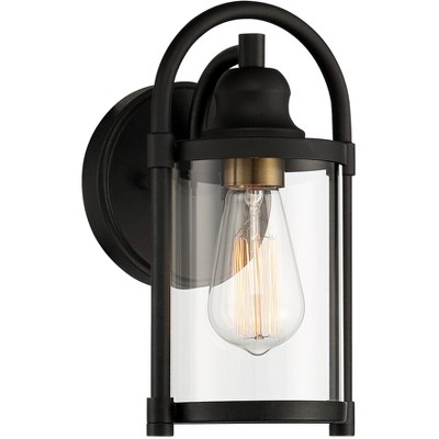 John Timberland Farmhouse Outdoor Wall Light Fixture Black Metal 10 1/4" Clear Glass for Exterior House Porch Patio Entryway