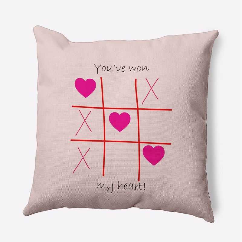 16&#34;x16&#34; Valentine&#39;s Day You&#39;ve Won My Heart Square Throw Pillow Pale Pink - e by design, 1 of 7
