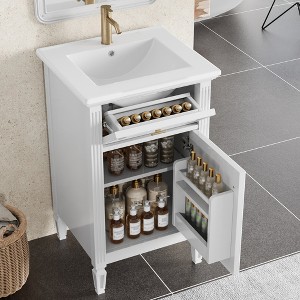 TIRAMISUBEST 20-Inch Small Bathroom Vanity with Sink & Adjustable Shelf, Modern Freestanding Cabinet with Tilt-Out Drawer - 1 of 4