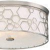 Minka Lavery Modern Ceiling Light Flush Mount Fixture 17" Brushed Nickel LED White Linen Drum Shade for Bedroom Kitchen Hallway - 3 of 3
