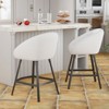 Sapphtopaz Modern Bar Stools Set of 2 with Mid-Back & Armrest Upholstered Counter Height Stools with Metal Legs & Footrest for Kitchen Island - 2 of 4