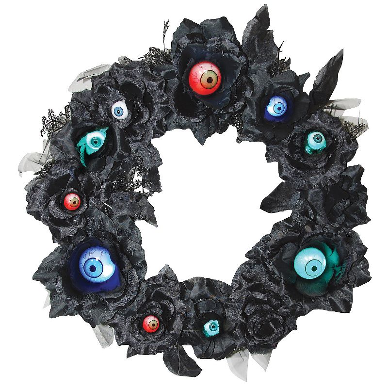 Sunstar Door Wreath Gothic Eyeballs Light-Up Halloween Decoration - 15 in - Multicolored, 1 of 2