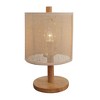 Natural Oak Table Lamp – Paper-Rattan Linen Shade, 110–120V Plug-In Desk Light for Bedroom, Living Room or Office - 3 of 4
