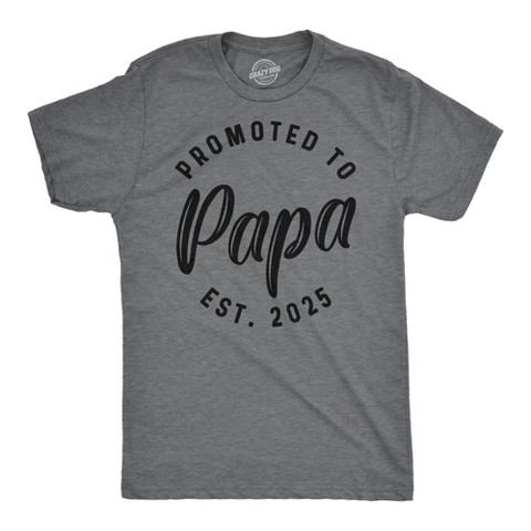 Мужские футболки Crazy Dog T-Shirts, Inc. Mens Funny T Shirts Promoted to Papa 2025 Sarcastic Family New Baby Graphic Tee for Men - Crazy Dog Men's T Shirt Gift for Dad Dark Grey L
