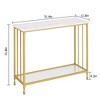 33.5 Inch Entrance Table,Sofa Table with Glass Shelf and Metal Frame Narrow Entrance Table - 2 of 4