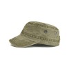 TIME HOLLOW Army Green Washed Vintage Flat Top Hat - 3 of 3