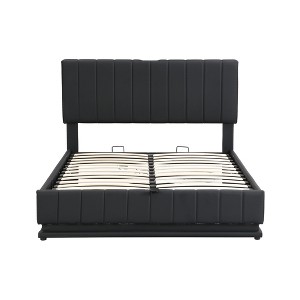 Bellemave Full Size Lift Up Storage Bed Frame with LED Lights and USB Charging Ports, PU Leather Full Bed  for Teens Adults Bedroom，Black - 1 of 3