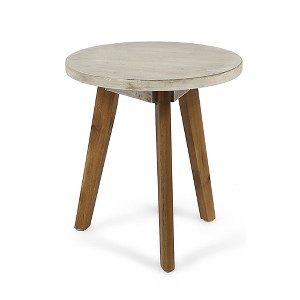 NAYSAYE Patio End Table Marina Side Table with Trendy Round Top for Modern Living Spaces, Multicolored, 15.75"*15.75"*16" - 1 of 4