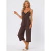cheibear Womens Sleepwear Modal V-Neck Camisole with Capri Pants Pajama Set - 2 of 4