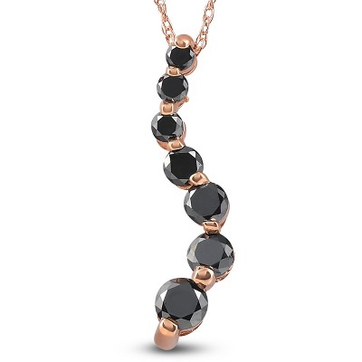 Pompeii3 14K Pink Rose Gold 1/2ct Black Diamond Journey Pendant Necklace