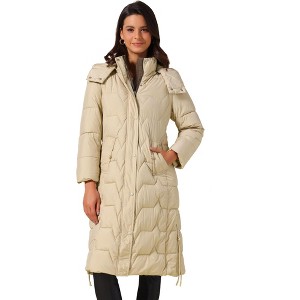 INSPIRE CHIC Women's Winter Hooded Zip Up Down Stand Collar Long Puffer Coat - 1 of 4