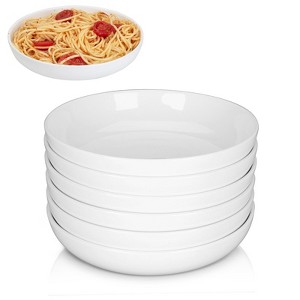 6 Pack Pasta Bowls Set Ceramic, 7.8"Salad Bowls Large Serving Bowl Plates, Soup Bowl, Dishwasher Microwave Safe, White - 1 of 4
