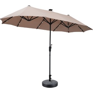Ainfox 13ft Outdoor Patio Umbrella with Solar Lights and Decorative Pattern Umbrella Base - 1 of 4