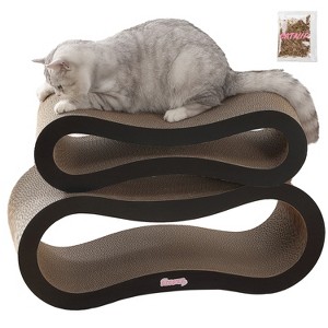 THE LICKER STORE Suvi Modern Cardboard Infinity 2-in-1 Lounge Bed Cat Scratcher with Catnip - 1 of 4