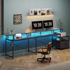 Greenstell Modern L-shaped computer desk - with LED lights, storage filing cabinet, and flip-up corners - 4 of 4